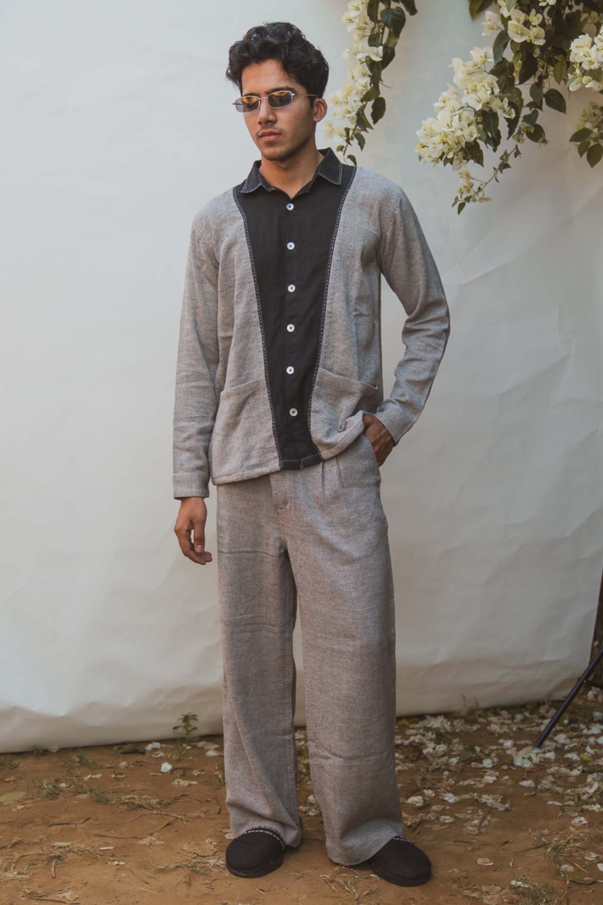 Buy Designer Embroidered Melange Shirt By Lafaani